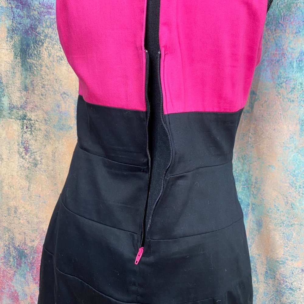 📌B Darlin Eye-Catching Neckline  Pink Black Sleeveless Cotton Dress - Picture 13 of 13